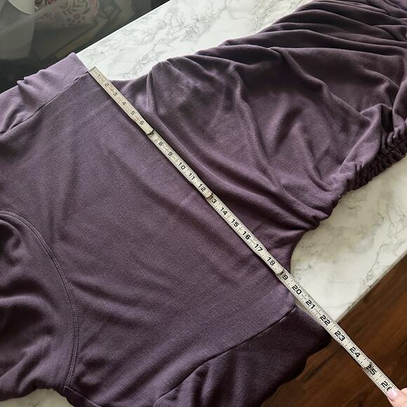 Daily Practice Anthro Long Sleeve Ruched Mini Dress Plum Women's Size Large - Picture 11 of 11